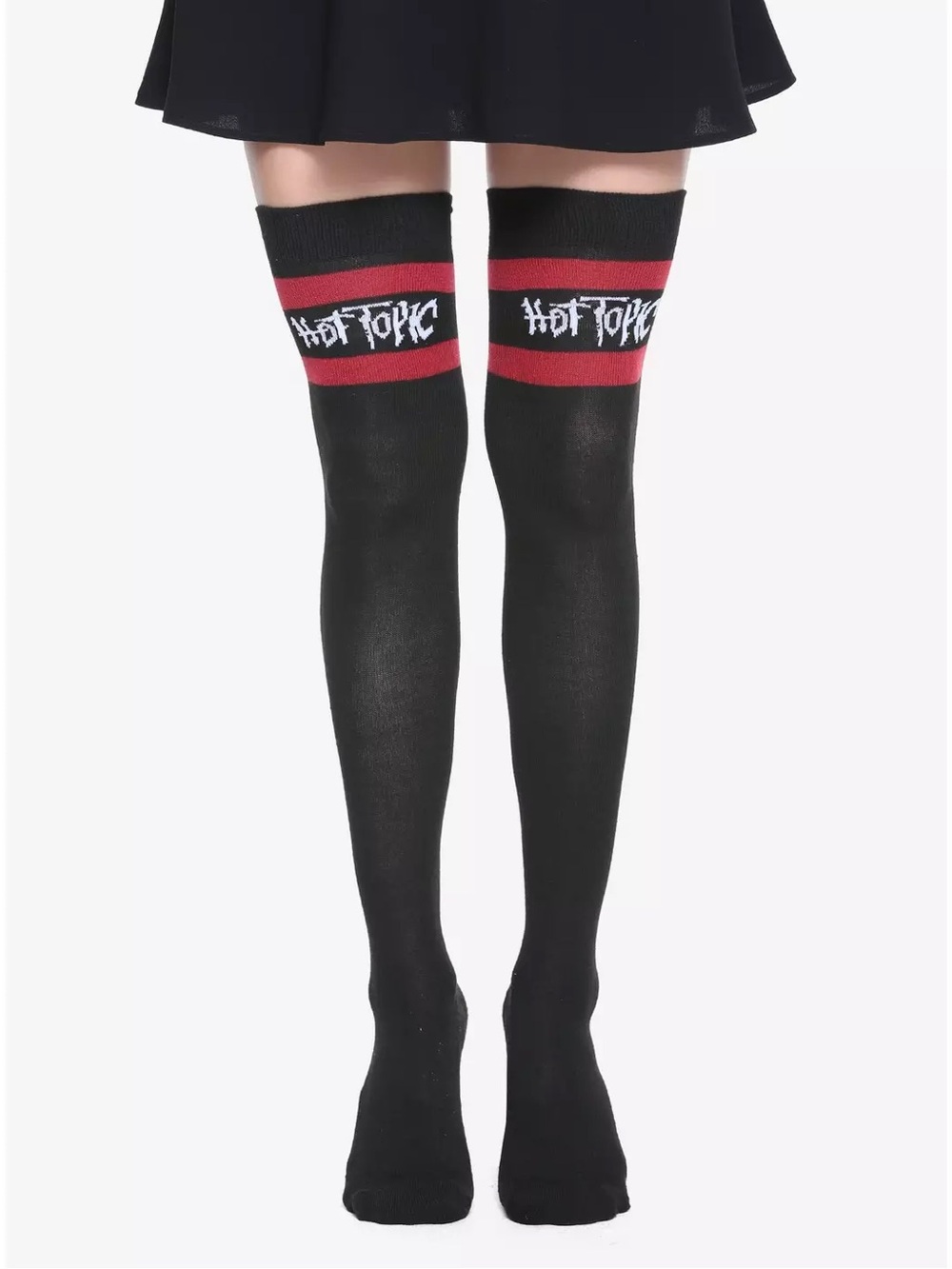 Hot Topic Over-the-Knee Socks with Red Stripes
